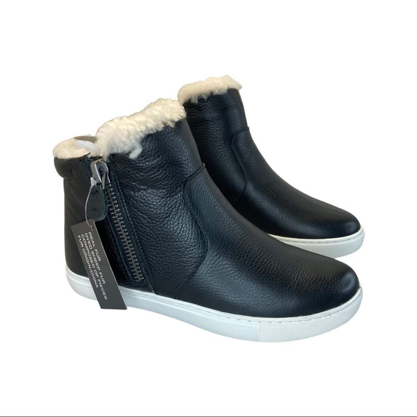 Gentle Souls by Kenneth Kole Carter Cozy Black Leather Sporty Boots Size 5.5