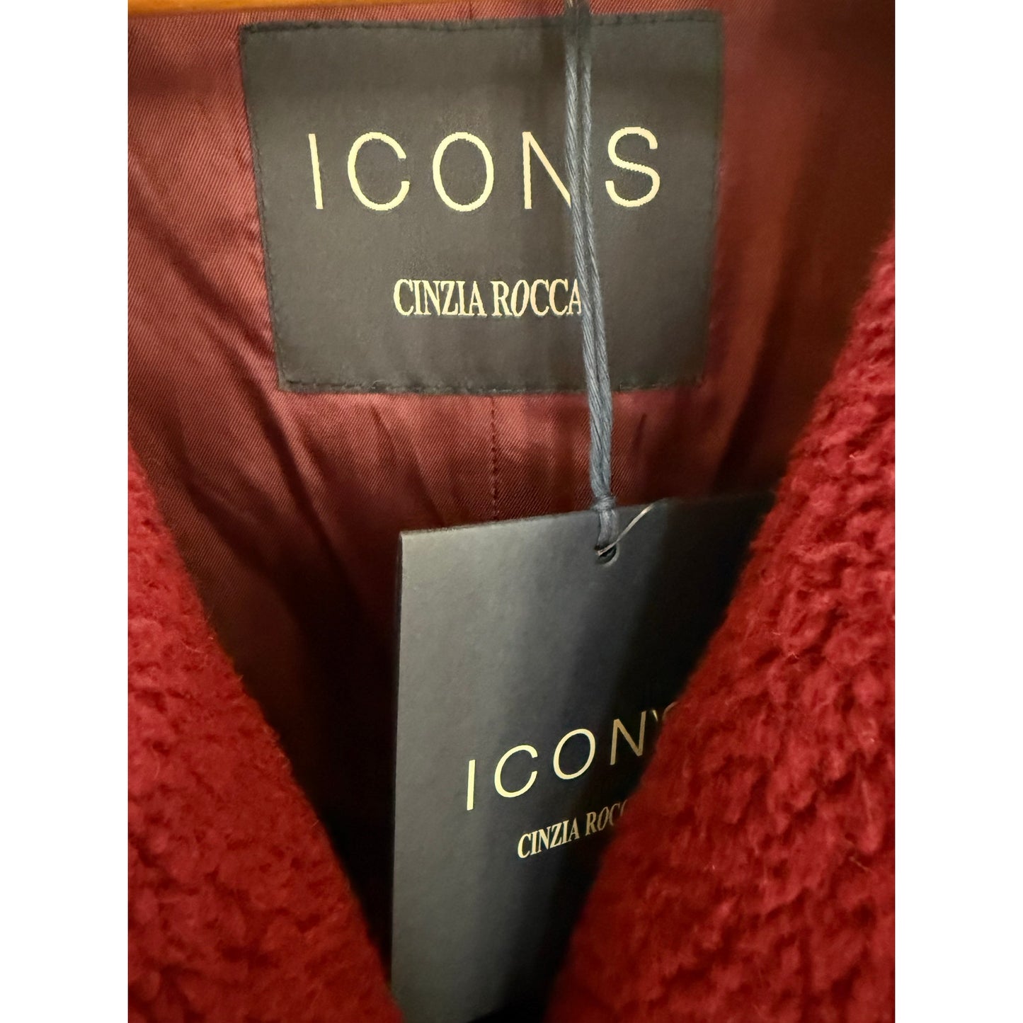 ICONS Cinzia Rocca Wool Teddy Pea Coat Women Brick Red