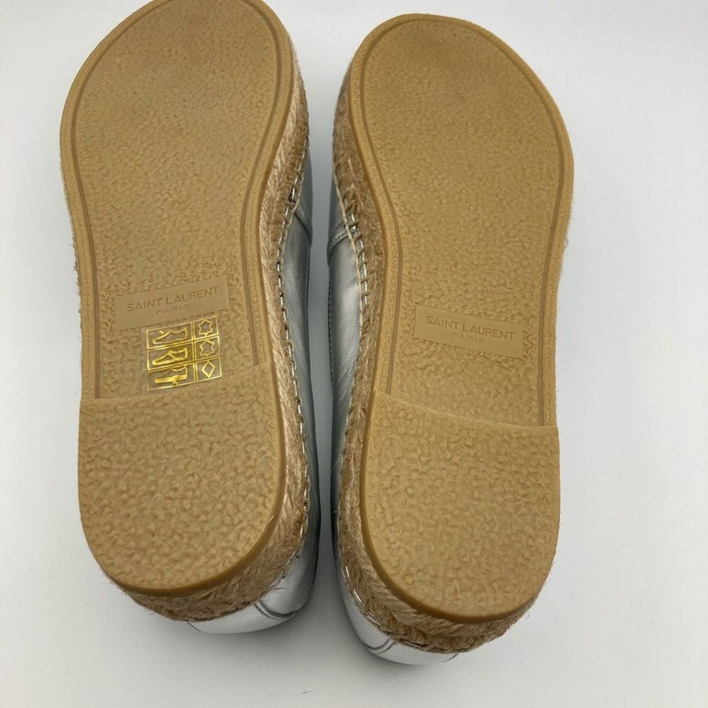 SAINT LAURENT YSL Flat Metallic Espadrilles US Size 6.5 Euro Size 36.5