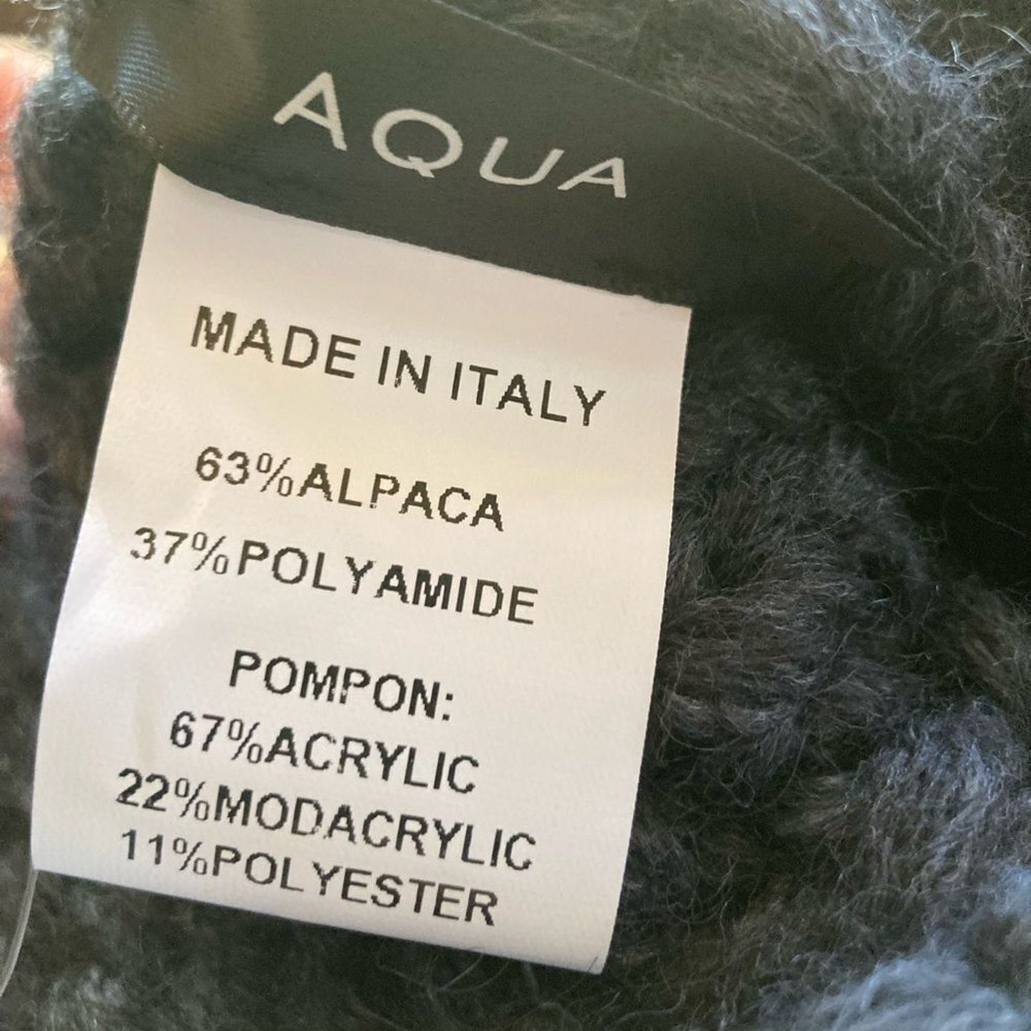 Aqua Brand Woman’s Charcoal Knit Pom Pom Winter Hat