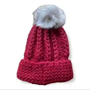 Woman’s Charcoal Knit Pom Pom Winter Hat
