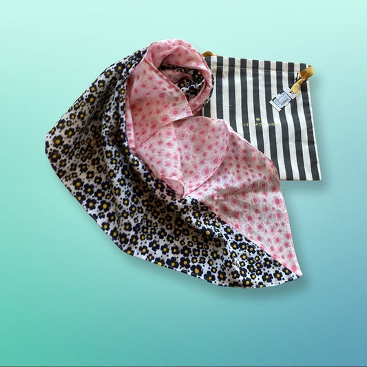 Lele Sadoughi woman’s Mixed Floral Square Scarf, with draw string bag