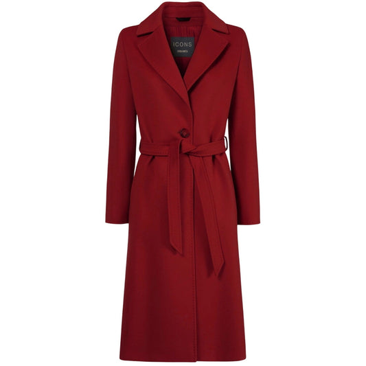 Cinzia Rocca Icons Belted Ruby Red Wool and Cashmere Coat