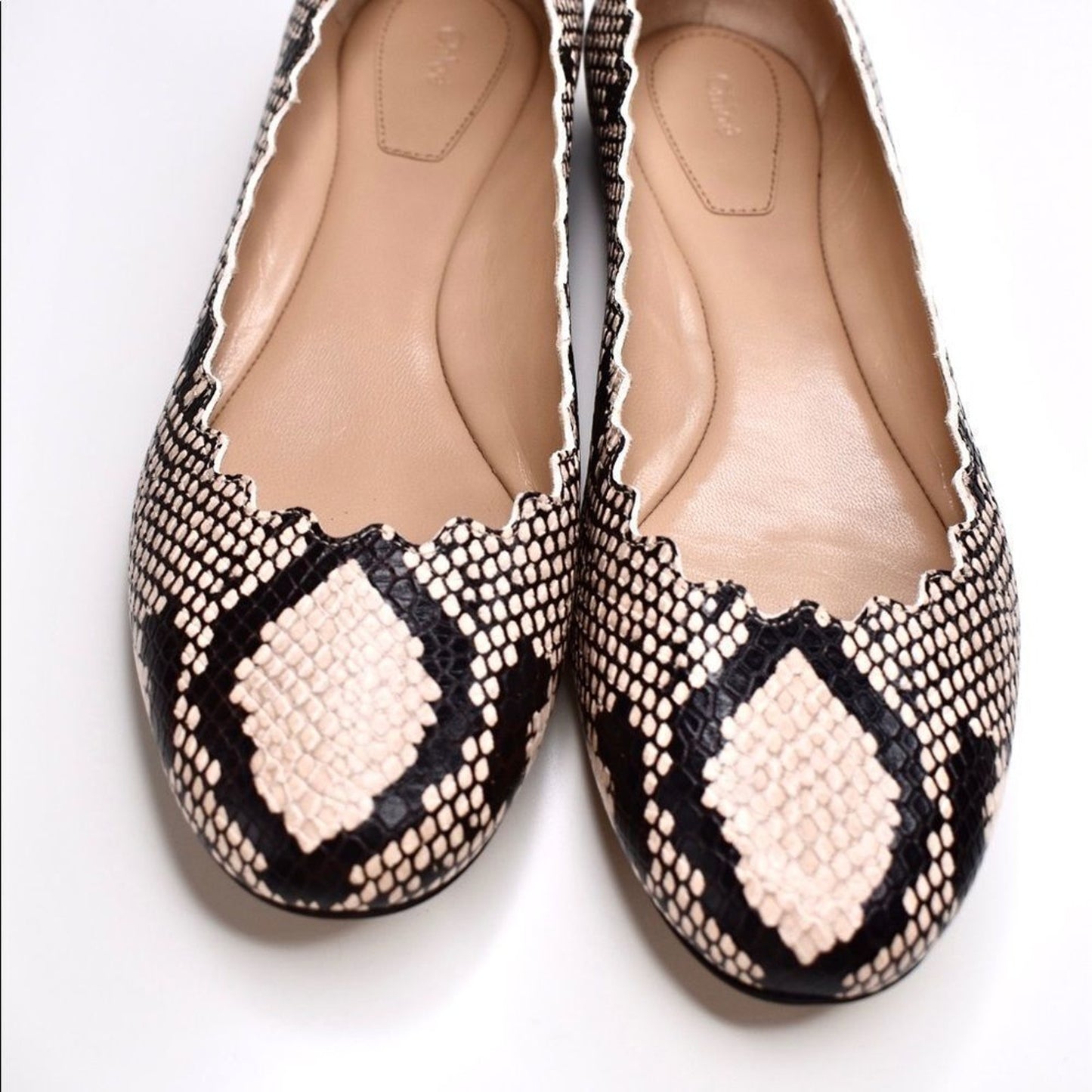 Chloe Scalloped Python Leather Lauren Ballet Flat Size 35.5 US SIZE 5.5