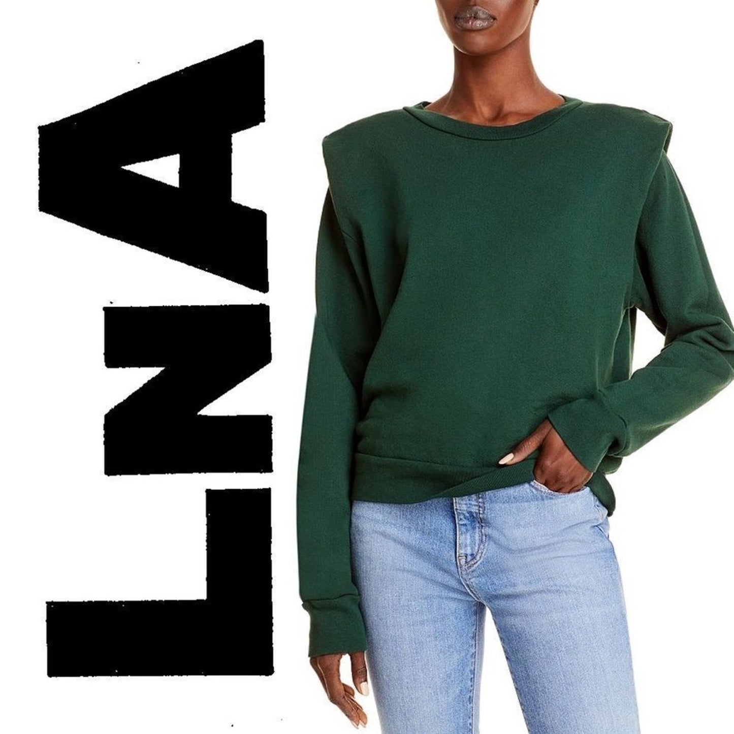 LNA Jett Sweatshirt Women's top pine green Puff Sleeve