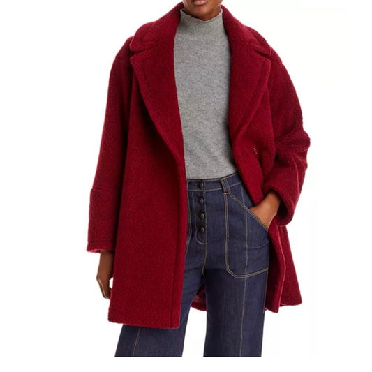 ICONS Cinzia Rocca Wool Teddy Pea Coat Women Brick Red